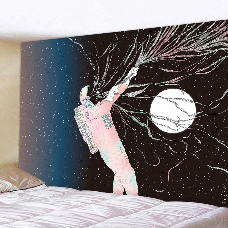 In Afralia™ Astronaut Tarot Scene Tapestry: Psychedelic Hippie Boho Room Decor