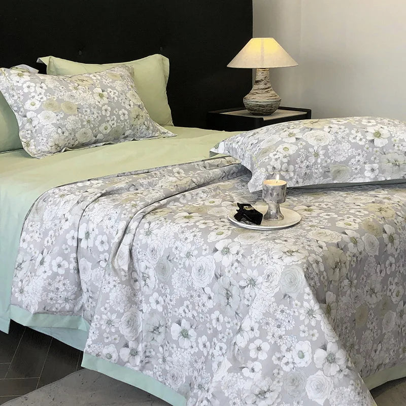 Afralia™ Summer Cool Quilt Set with Sheets Pillowcases - Ice Silk Chiffon Yarn Fabric