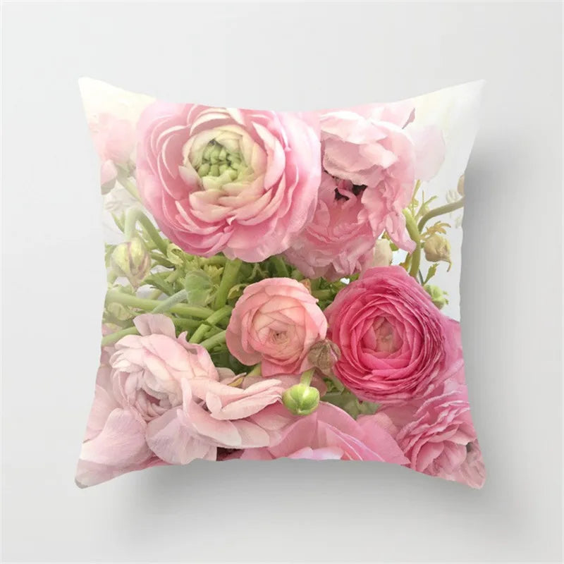 Afralia™ Pink Rose Flower Cushion Cover for Sofa - Romantic Floral Home Decor Pillow Cover