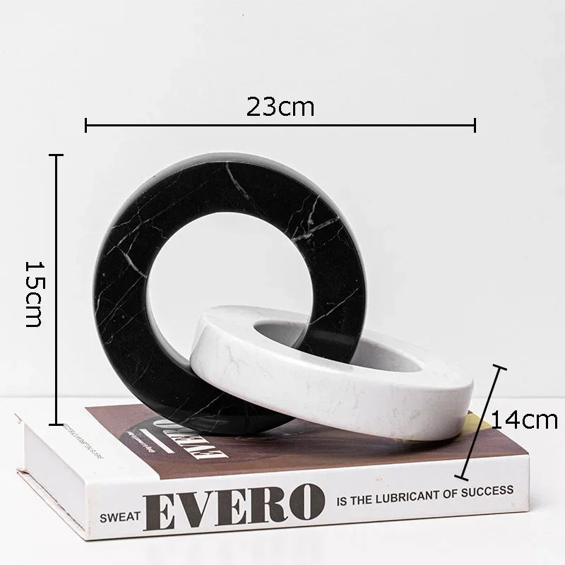 Afralia™ Ceramic Knot Sculpture Marble Round Ring Abstract Desk Decor Craft