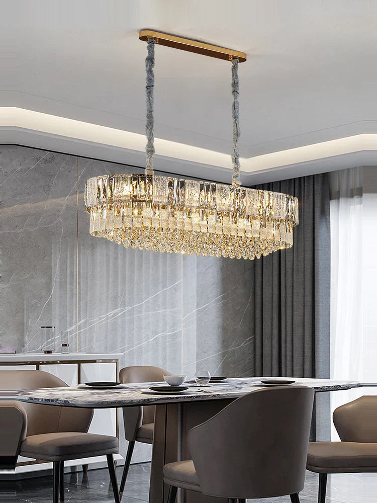 Afralia™ K9 Crystal Gold Chandelier Lighting for Living Room