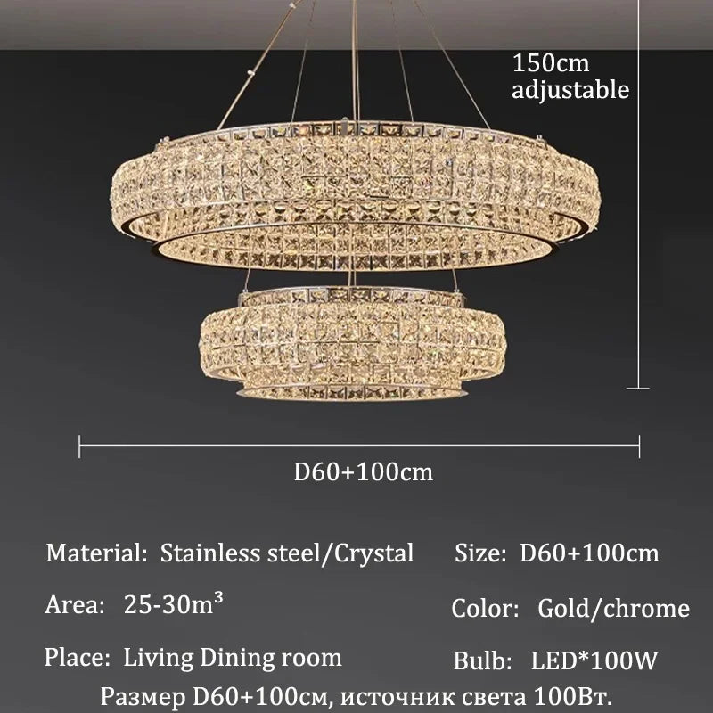 Afralia™ Crystal Chandelier LED Ceiling Light Fixture Pendant Suspension Lamp Luxe Home Decor LuxeCrystal Beauty