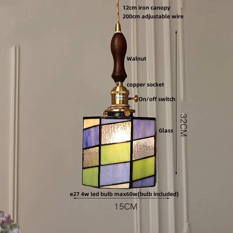 Afralia™ Blue Glass LED Pendant Light Fixture Modern Nordic Wire Hanging Lamp