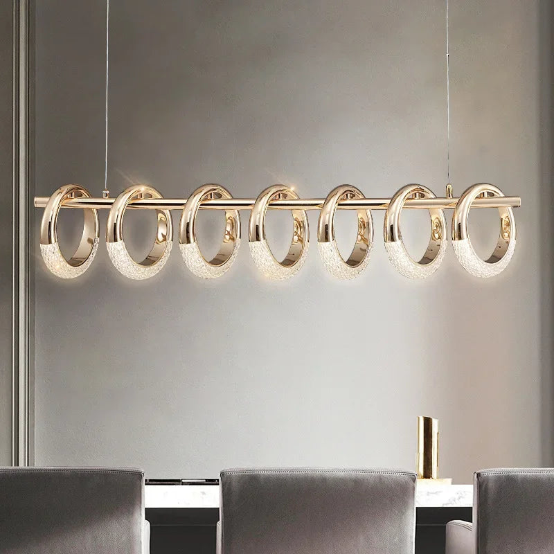 Afralia™ Gold Acrylic Circle Ring LED Pendant Chandelier