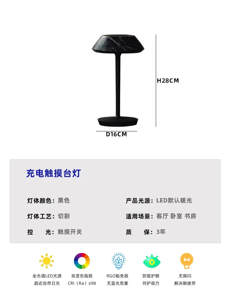 Afralia™ Nordic Marble USB Table Lamp with Touch Switch for Living Room & Bedroom