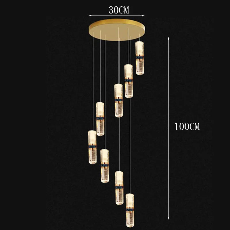 Afralia™ Modern Stair Chandelier Pendant Light LED Ceiling Lamp for Living Room