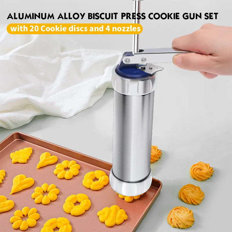 Afralia™ Stainless Steel Biscuit Maker Machine for Kitchen Pastry Syringe - Baking Tools