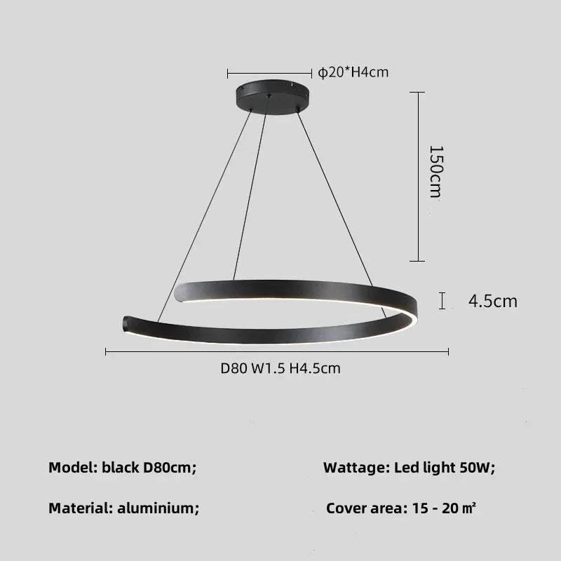 Afralia™ Black LED Chandelier Pendant Light for Foyer Stairs Bar, Minimalist Indoor Hanging Lamp