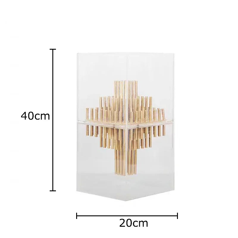 Afralia™ Acrylic Geometric Display Box Desk Ornament Metal Sculpture Room Decor
