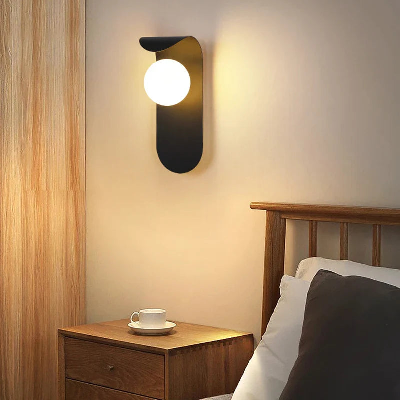 Afralia™ Frosted Glass Ball LED Wall Lamp for Bedroom and Corridor