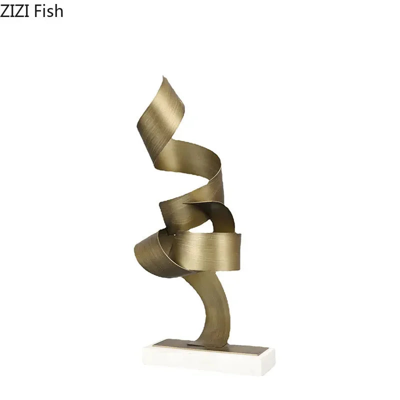 Afralia™ Streamer Marble Metal Statue - Modern Living Room Decor