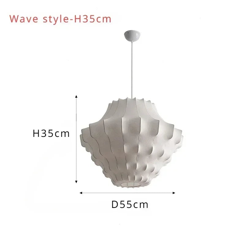 Afralia™ Japanese Silk Pendant Chandelier - Modern Designer Home Lighting