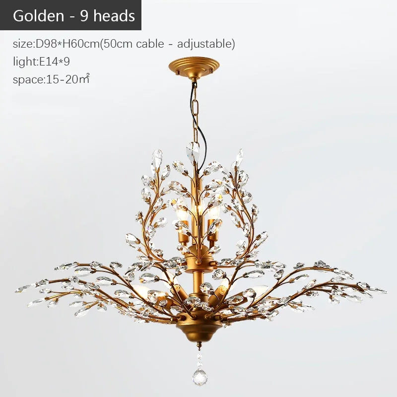 Afralia™ Nordic Crystal Chandelier: Retro Candle LED Pendant Lamps for Living Room