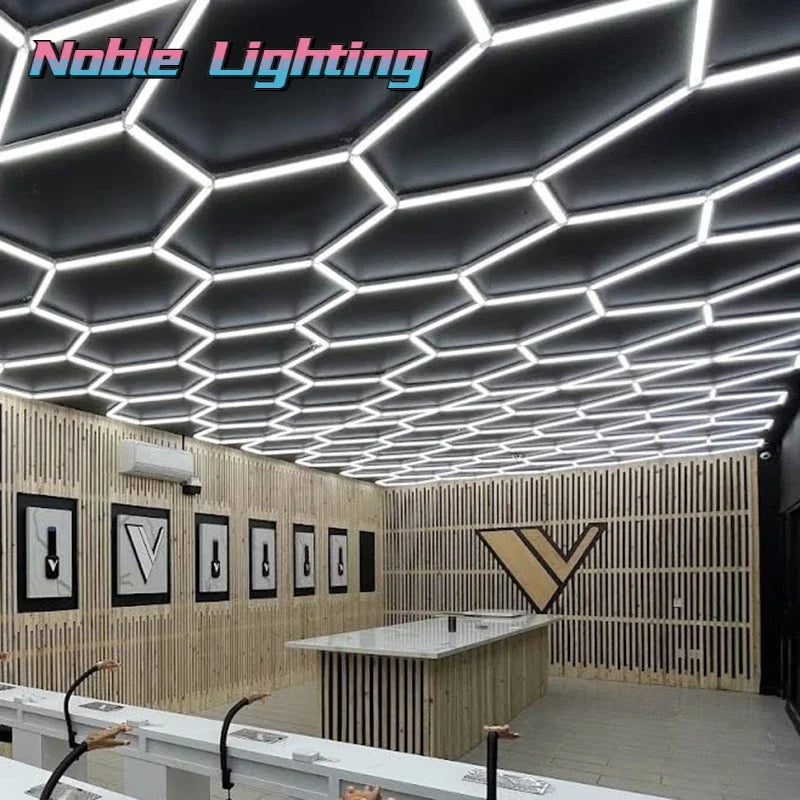 Afralia™ Honeycomb LED Car Detailing Ceiling Light - Customized Hexagon Design for Showroom