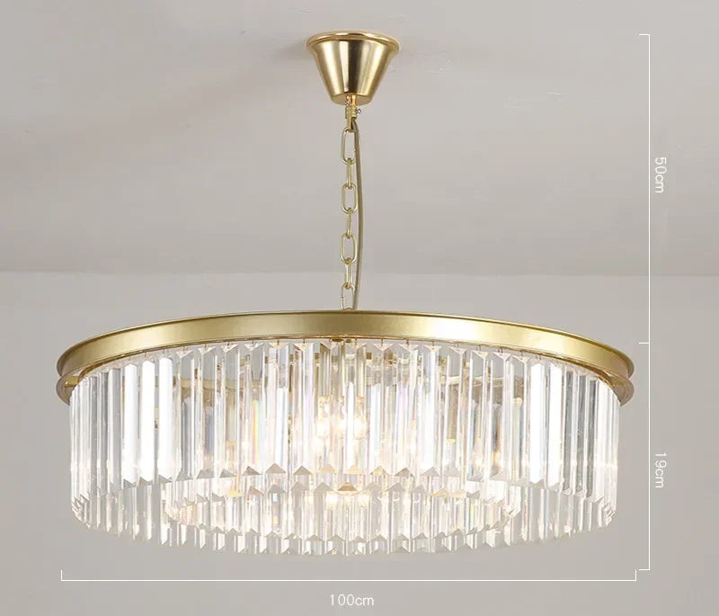 Afralia™ Metal Crystal Pendant Light Chandelier for Living Room, LED Hanging Lamp