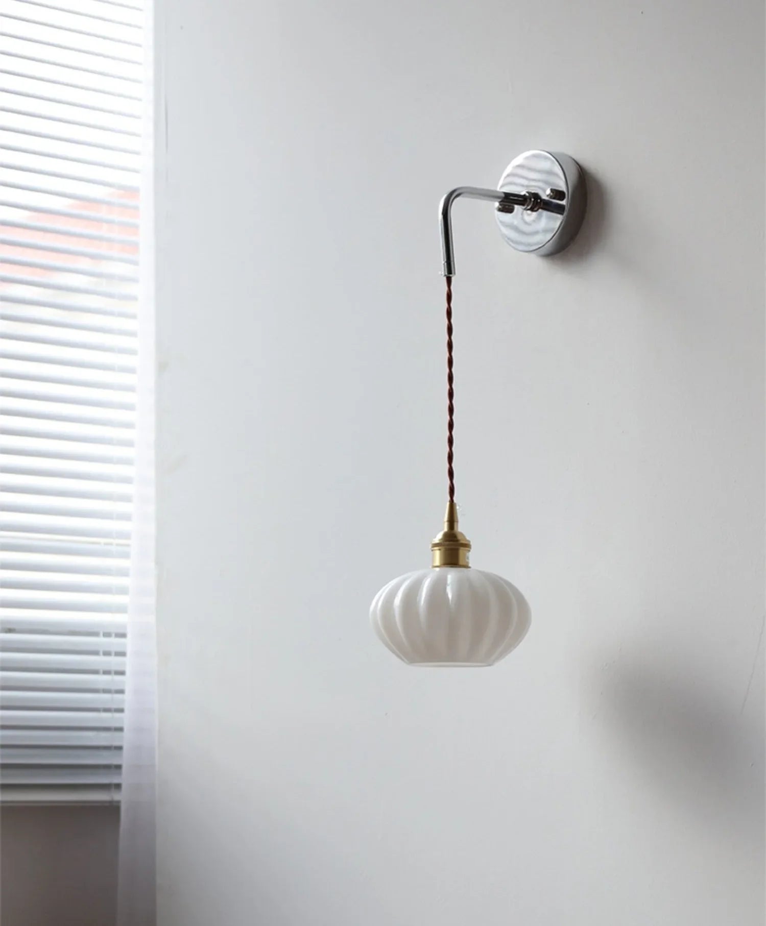 Afralia™ Ceramic Canopy LED Wall Lamp, Adjustable Wire, Pull Chain Switch
