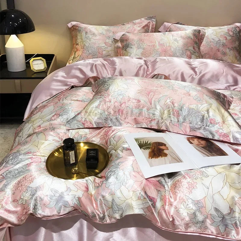 Afralia™ Mulberry Silky Blending Duvet Cover Set with Sheets Luxury Queen Bedding Sets