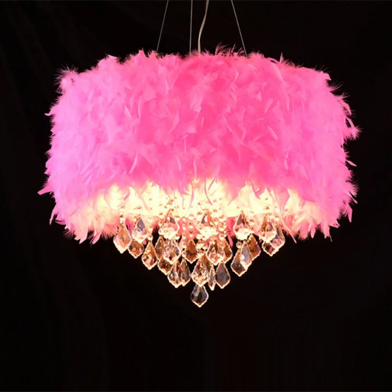 Afralia™ Simple Feather Chandelier for a Romantic Bedroom, Warm LED Fixture