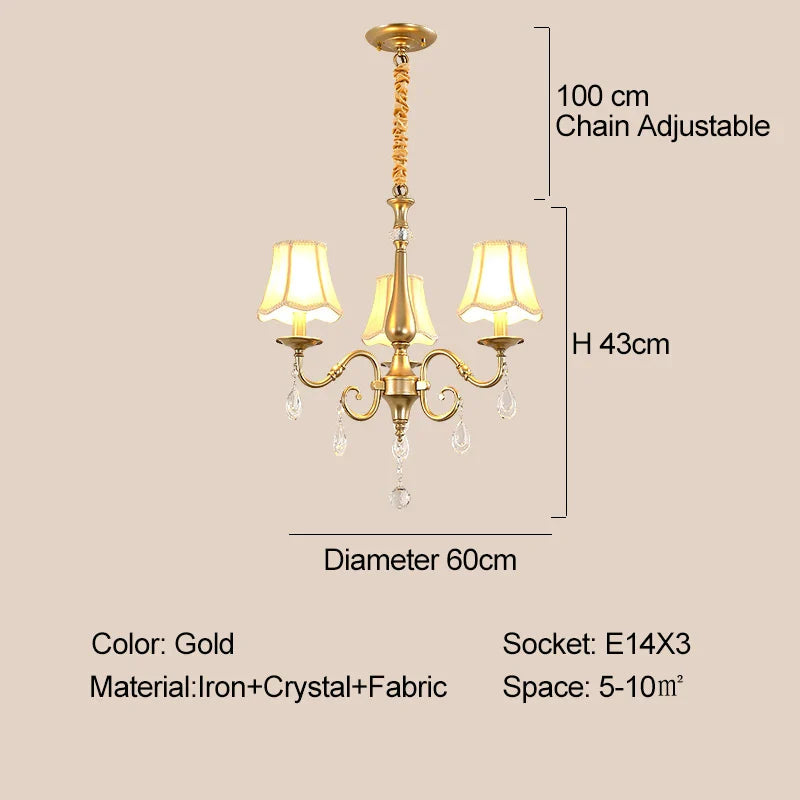 Afralia™ Gold Crystal Chandelier with Lamp Shade, Elegant Lighting Fixture for Living Room, Bedroom, Dining Room