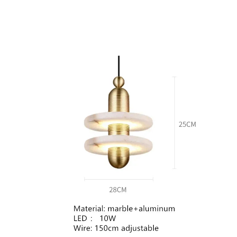 Afralia™ Marble LED Pendant Lights: Gold Black Aluminum, Adjustable Cord, Dinging Room, Bedside Hang Lamp