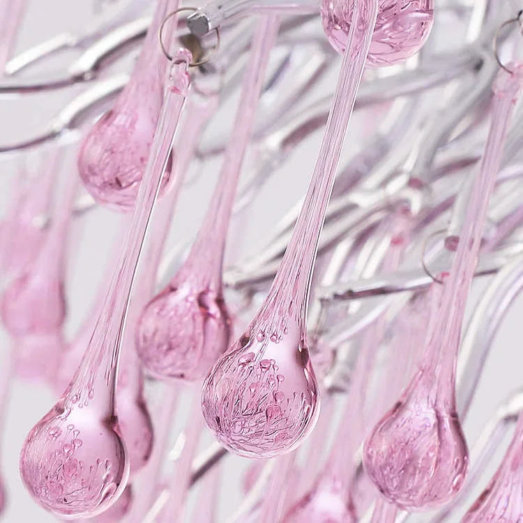 Afralia™ Pink Crystal Chandelier: Luxury Children's Room Decor Water Drop Ceiling Fixture