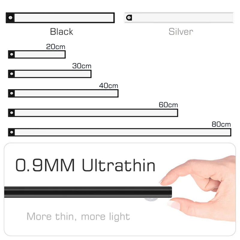 Afralia™ LED Cabinet Light Bar: Motion Sensor, Aluminium, Long Strip, Magnet, Kitchen Closet Wardrobe