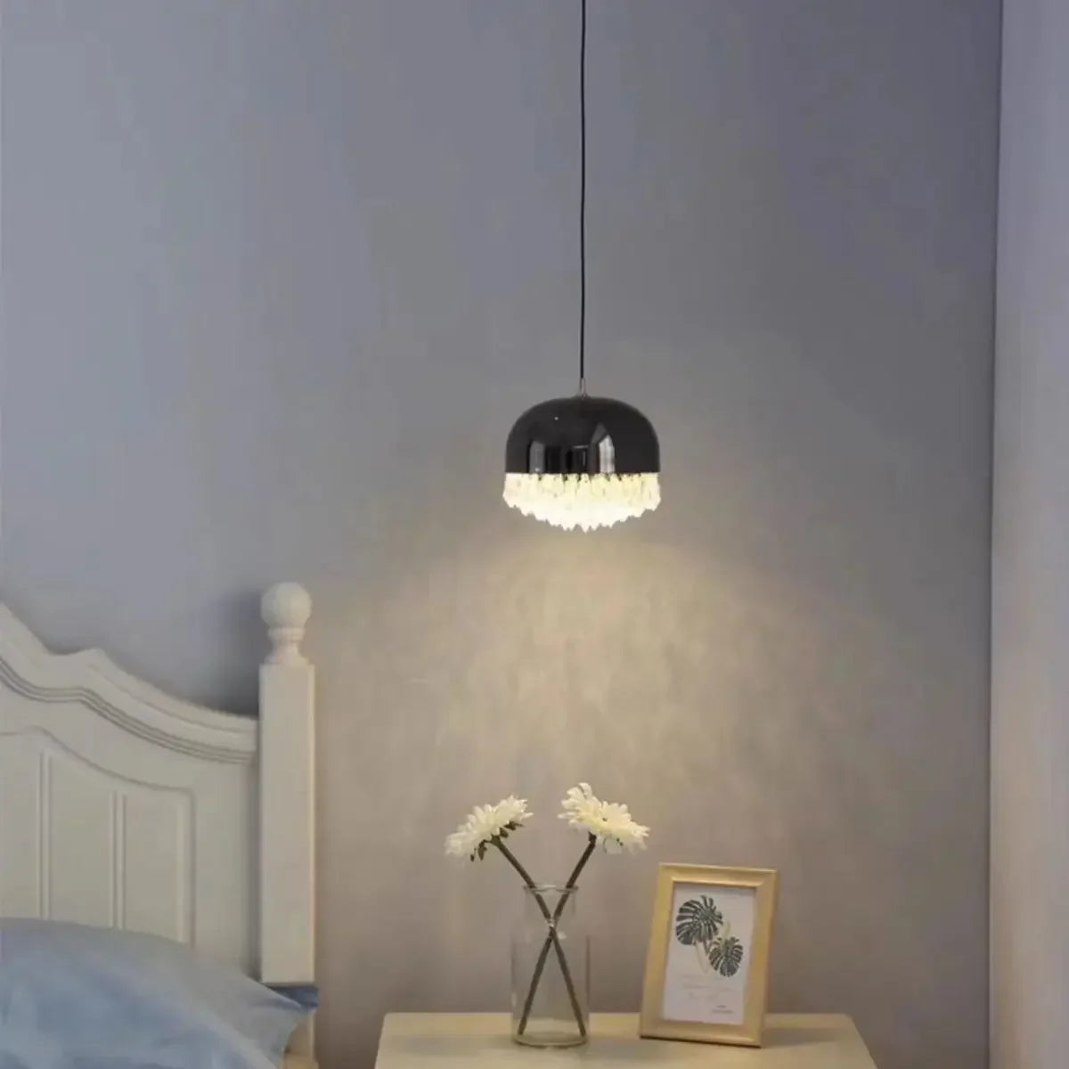 Afralia™ Crystal Tassel Chandelier for Bedroom Dining Room Bedside Glass Pendant Light
