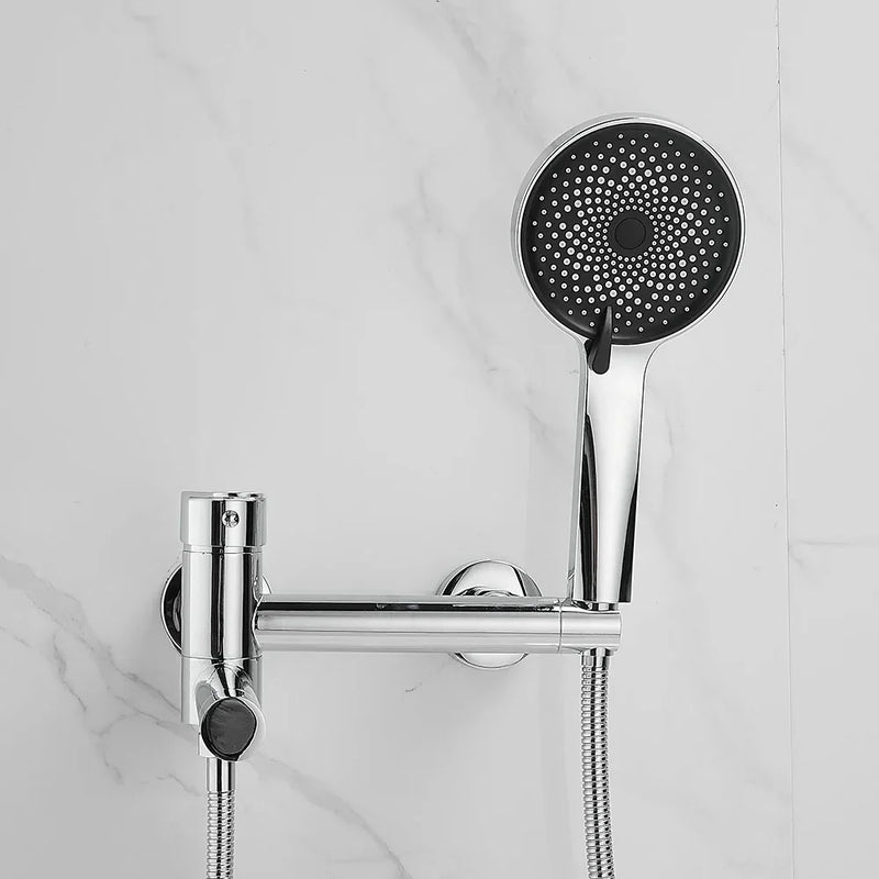 Afralia™ Silver Bath Shower Set Rotating Nozzle Wall Mounted Mixer Tap