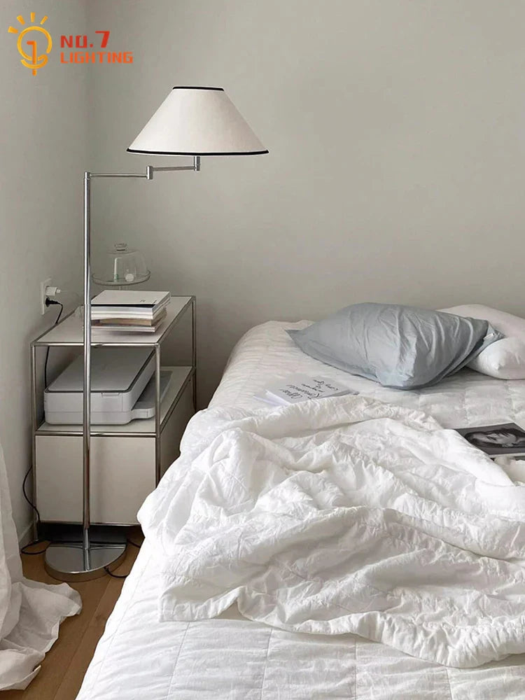 Afralia™ Cream Rocker Arm LED Floor Lamp for Modern Living Spaces