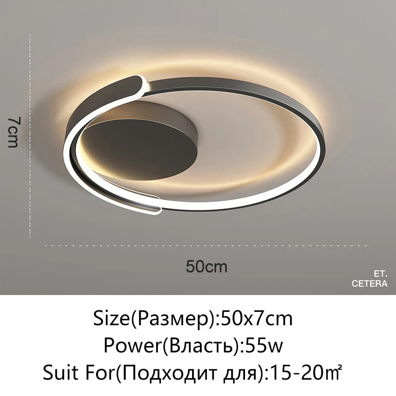 Afralia™ Modern LED Chandelier Living Room Kitchen Lamp Black Chrome Fixture