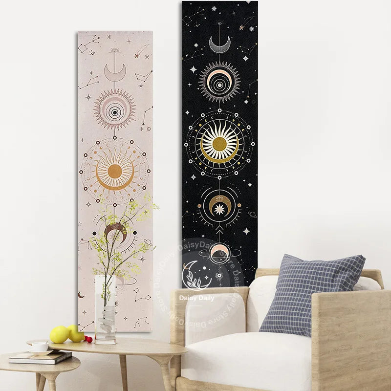 Moon Phase Starry Sky Tapestry Wall Hanging for Mystical Home Decor by Afralia™