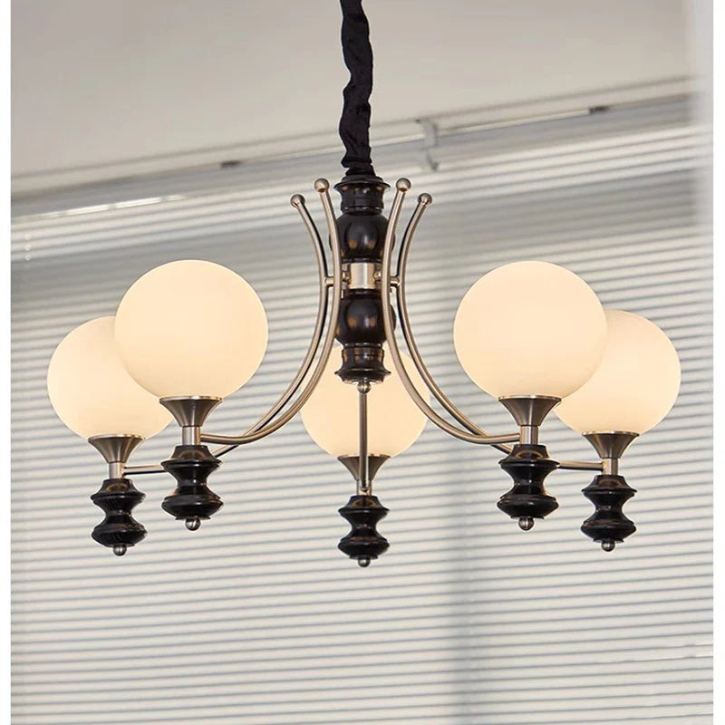 Afralia™ Walnut Chandelier: Bauhaus Magic Bean Designer Retro Branch Chandelier, French Style Living Room.