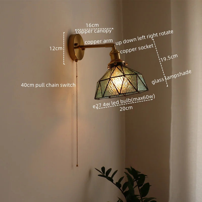 Afralia™ Copper Glass LED Wall Lamp Modern Nordic Home Decor Applique Murale