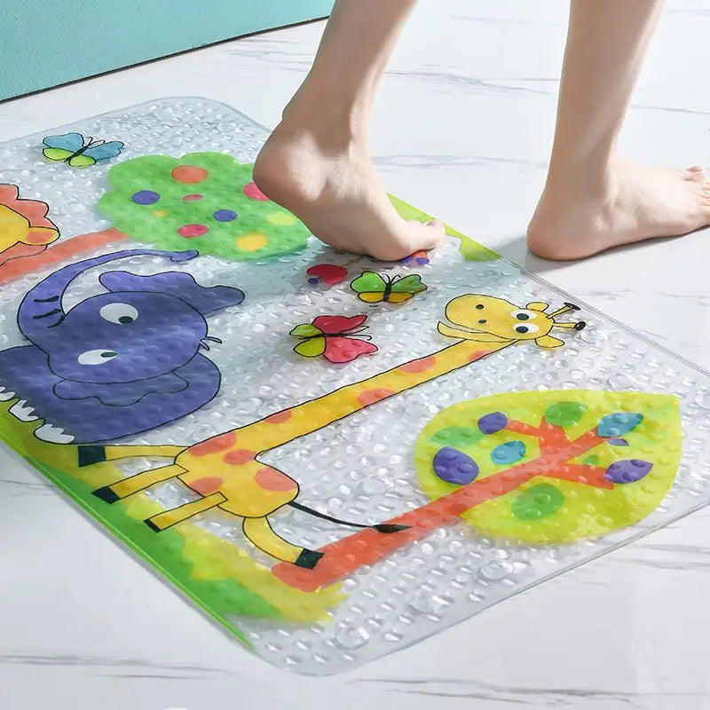 Afralia™ Cartoon Non-Slip Bathroom Mat with Suction Cup for Child Bathtub Eco-Friendly