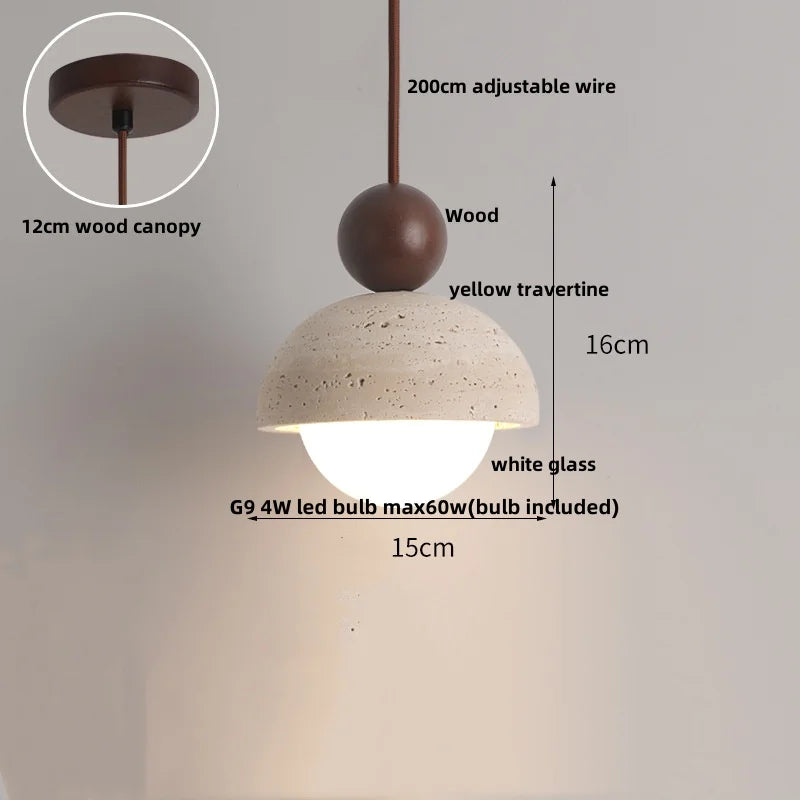 Afralia™ White Glass LED Pendant Lights Stone Wabi Sabi Home Decor Hang Lamp