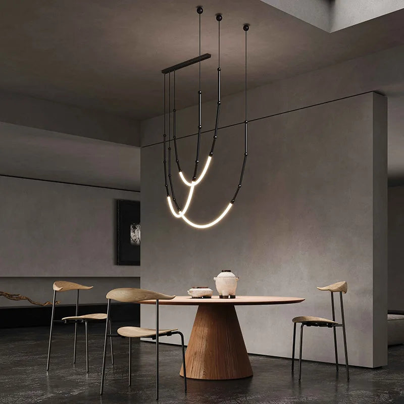 Afralia™ Linear Chandelier Modern Leda Pendant Light for Dining & Living Room