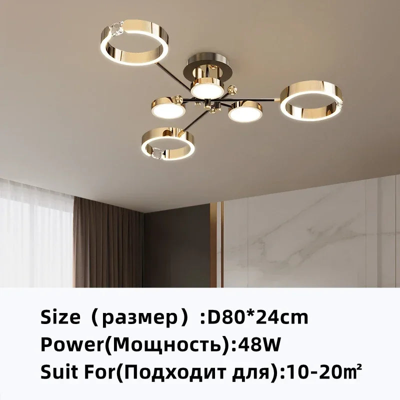 Afralia™ Gold Plated Chandelier with Remote Control, Crystals Decoration for Living Room