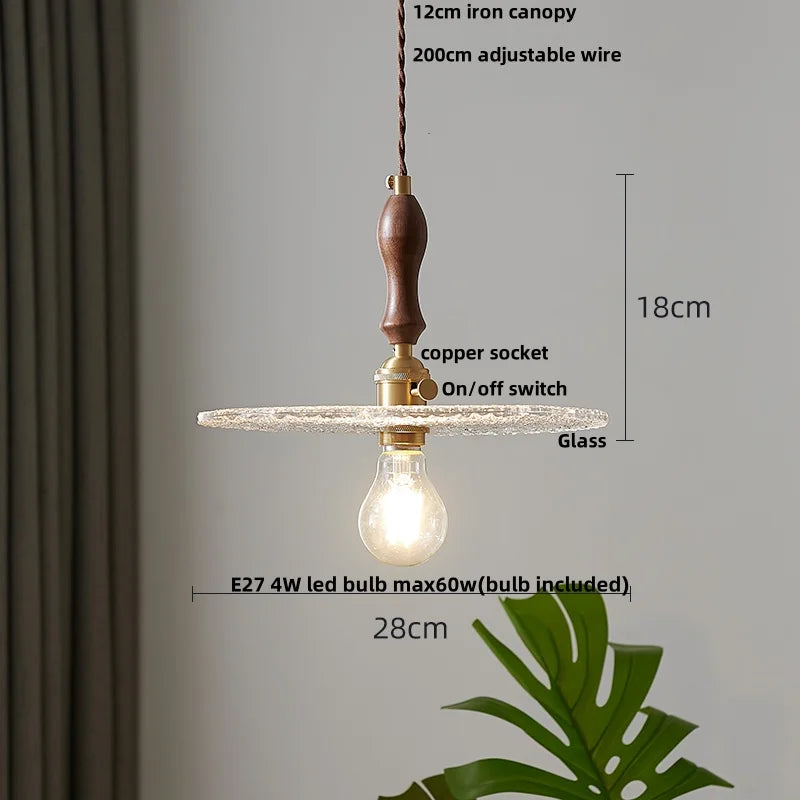 Afralia™ Walnut Flower Glass LED Pendant Chandelier Modern Nordic Hang Lamp