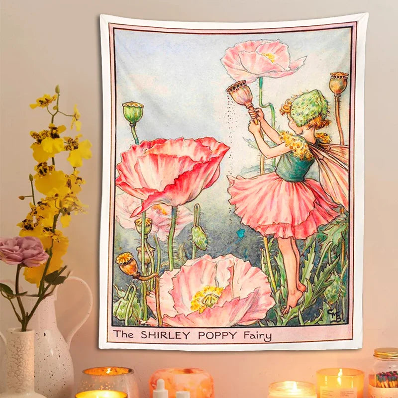 Afralia™ Psychedelic Flower Fairy Tapestry Wall Hanging - Bohemian Bedroom Decor