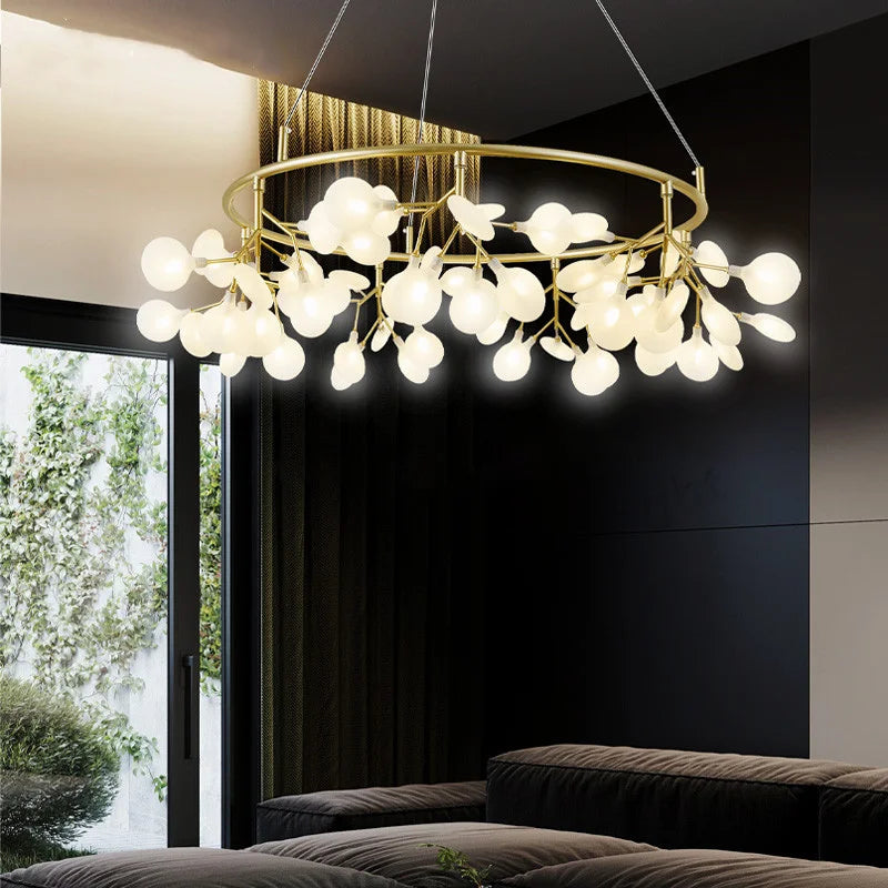 Afralia™ Firefly Round Chandelier: Modern Nordic Romantic Pendant Lamp for Living Room