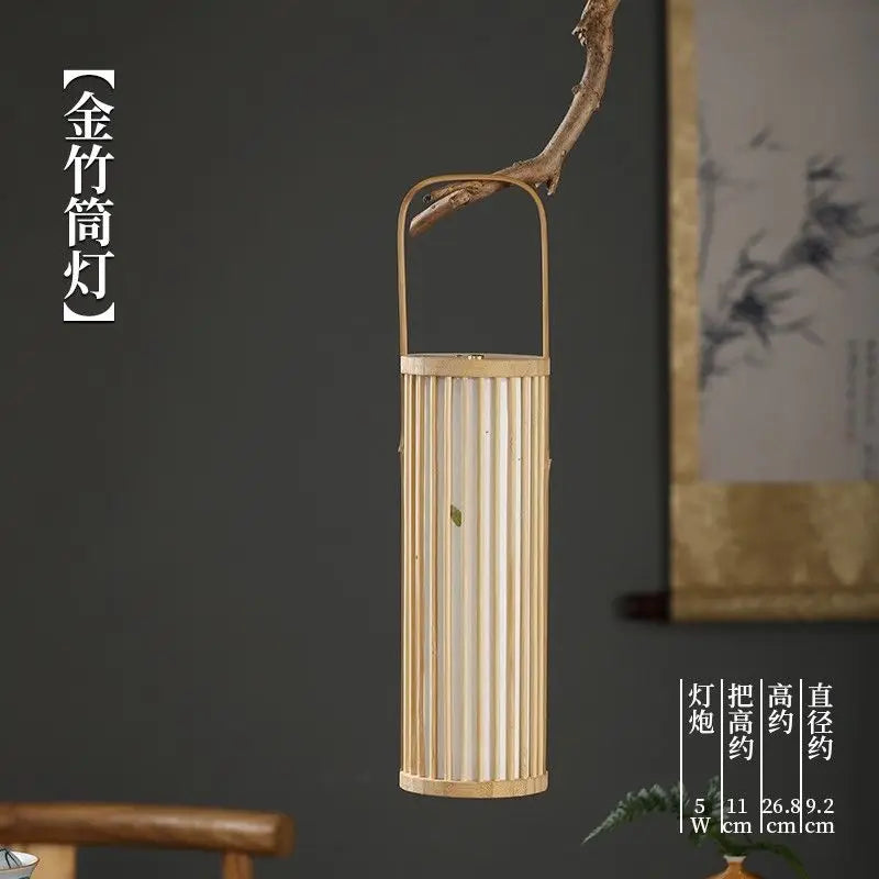 Afralia™ Purple Bamboo Weave Table Lamp Zen Style Handicraft