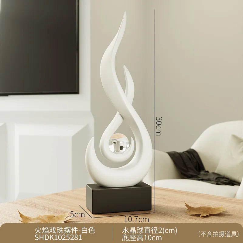 Afralia™ Orange Gold Ceramic Statue, Modern Decor for Living Room, Office, Coffee Table