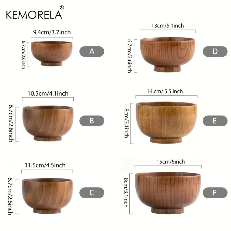 Afralia™ Natural Wooden Rice Bowl - Versatile Kitchen Tableware