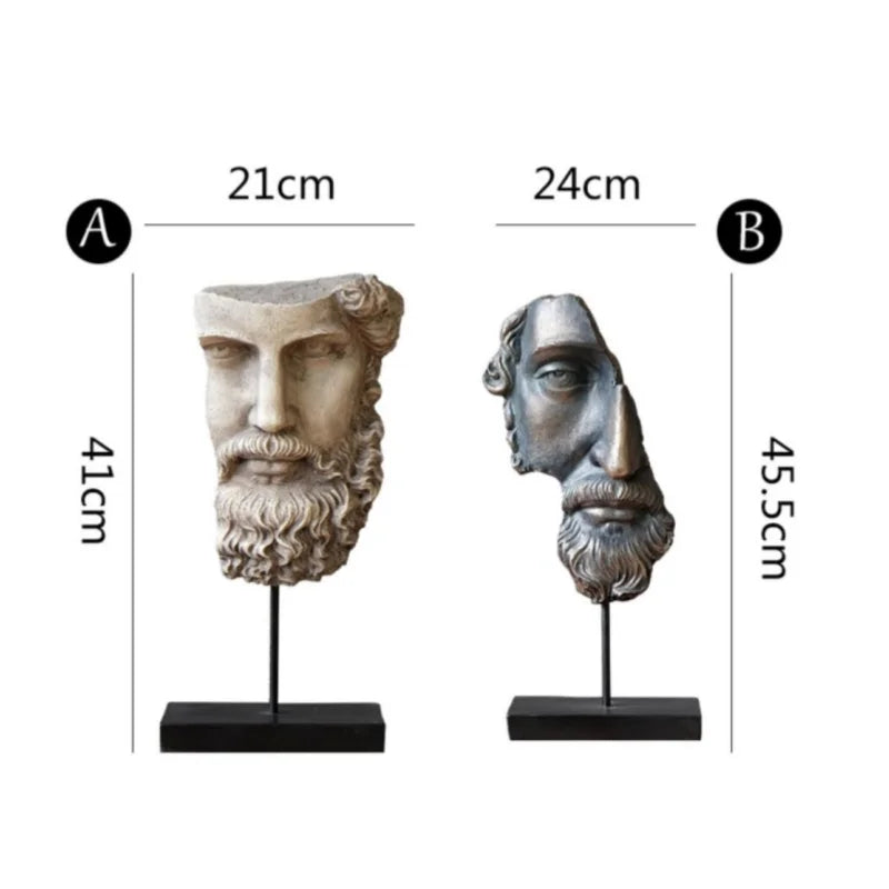 Afralia™ Abstract David Face Resin Sculpture for Home Decor