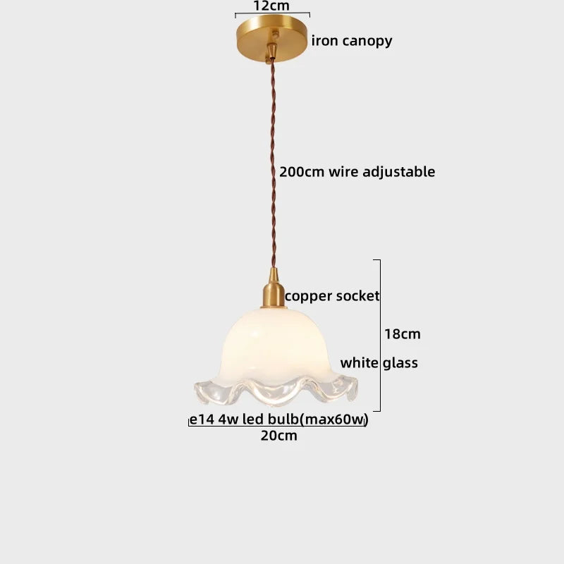 Afralia™ Copper Glass Chandelier LED Pendant Lights for Dining Room Bedroom Bar
