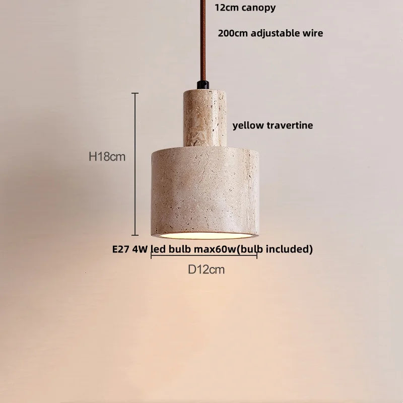Nordic Yellow Travertine LED Pendant Light by Afralia™ - Modern Wood Home Decor