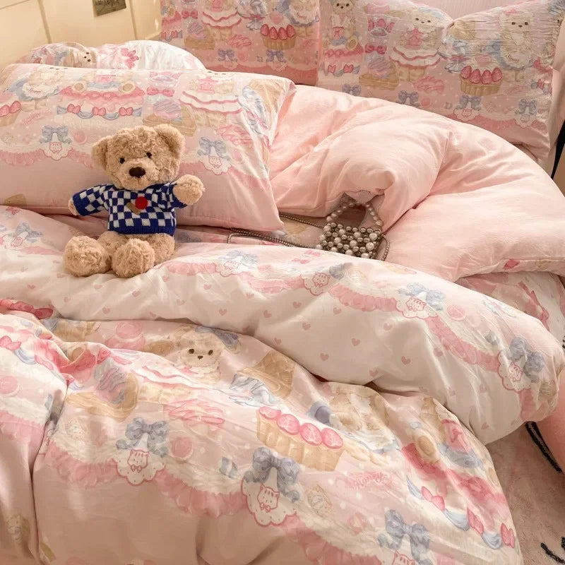 Afralia™ Cozy Cartoon Printed Cotton Comforter Set for Adults