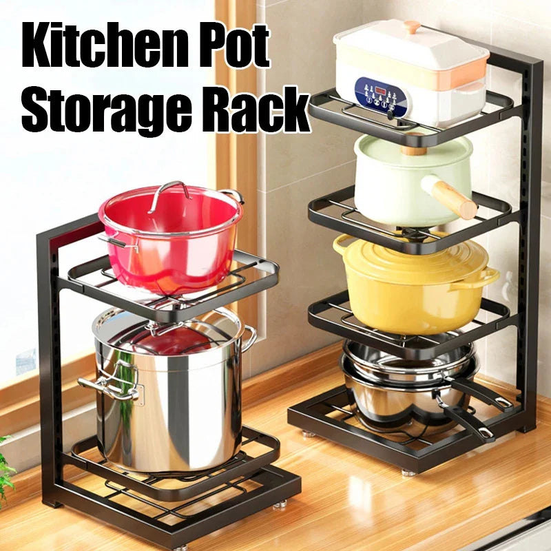 Afralia™ Multi-layer Kitchen Sink Shelf Pot Rack and Organizer for Frying Pan & Rice Cooker