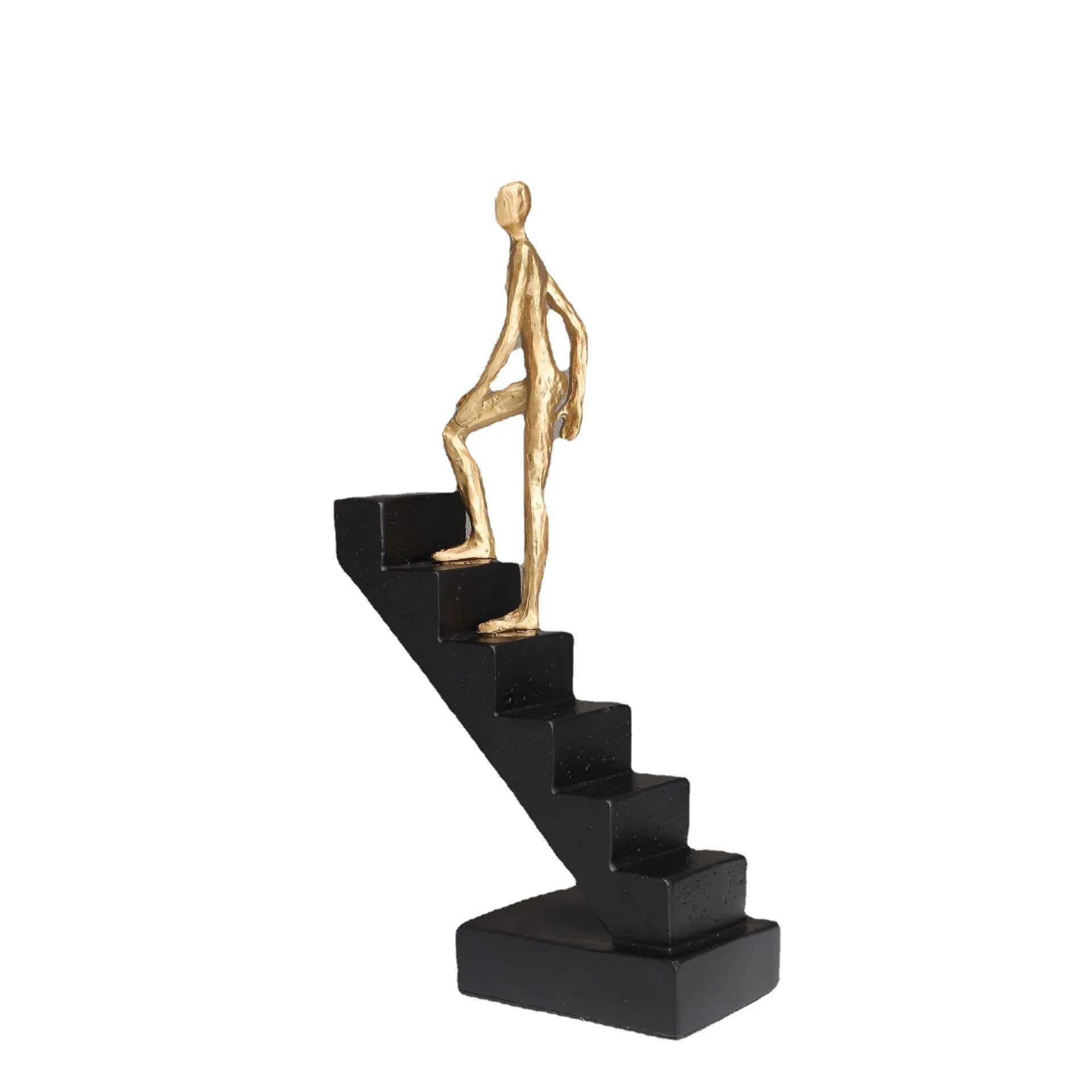 Afralia™ Golden Man Climber Staircase Abstract Sculpture Home Decor Ornaments