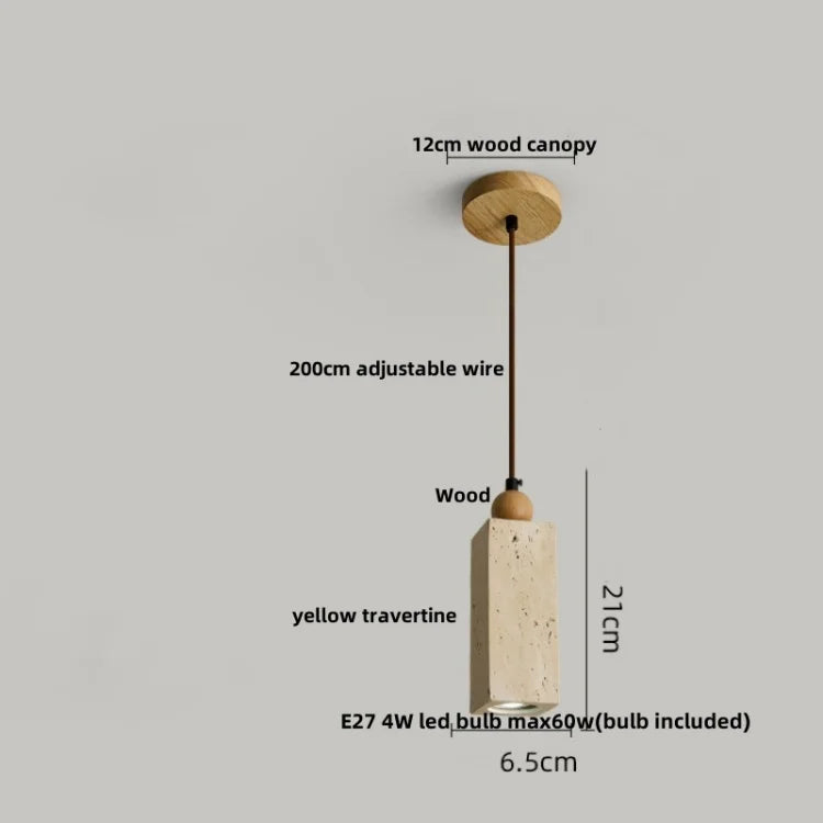 Afralia™ Colorful Stone LED Pendant Light - Nordic Modern Yellow Travertine Wood Canopy